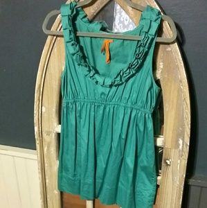 BCBG Aqua Sleeveless Top w/ Ruffles